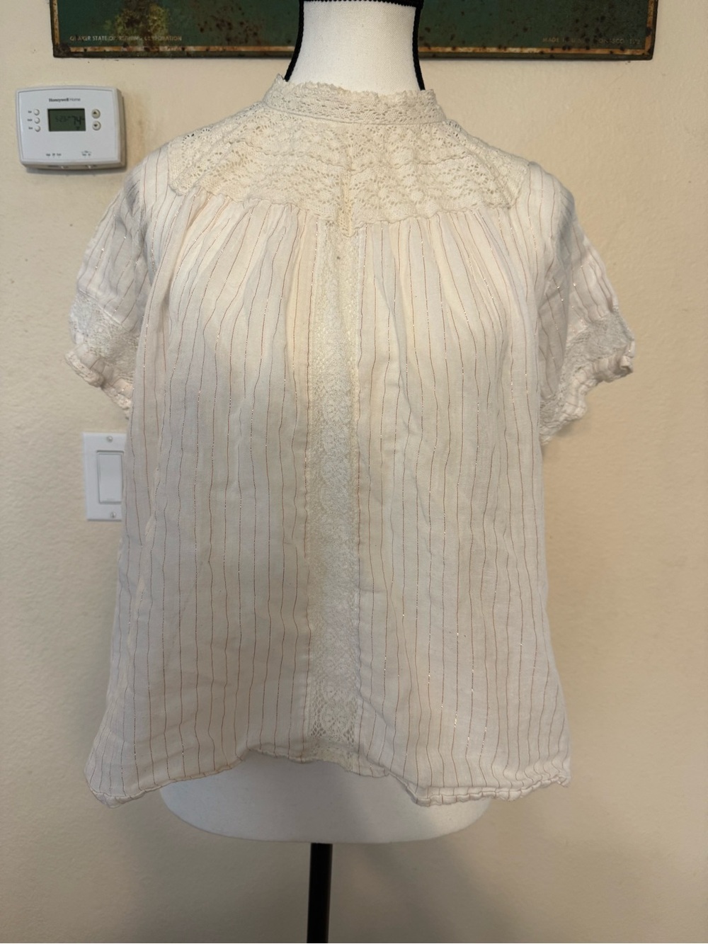 O'Neill top Cynthia Vincent Collection Blouse Buttoned Open Back High neck M
